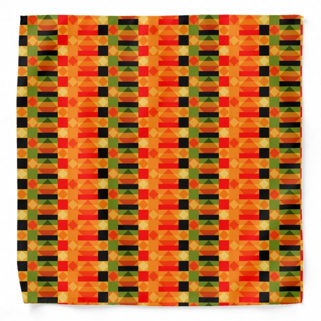 African Kente Cloth Pattern Design Bandana (Front)