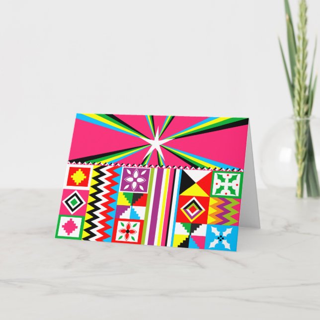 African Kente Cloth Pattern Tribal Print Holiday Card (Front)