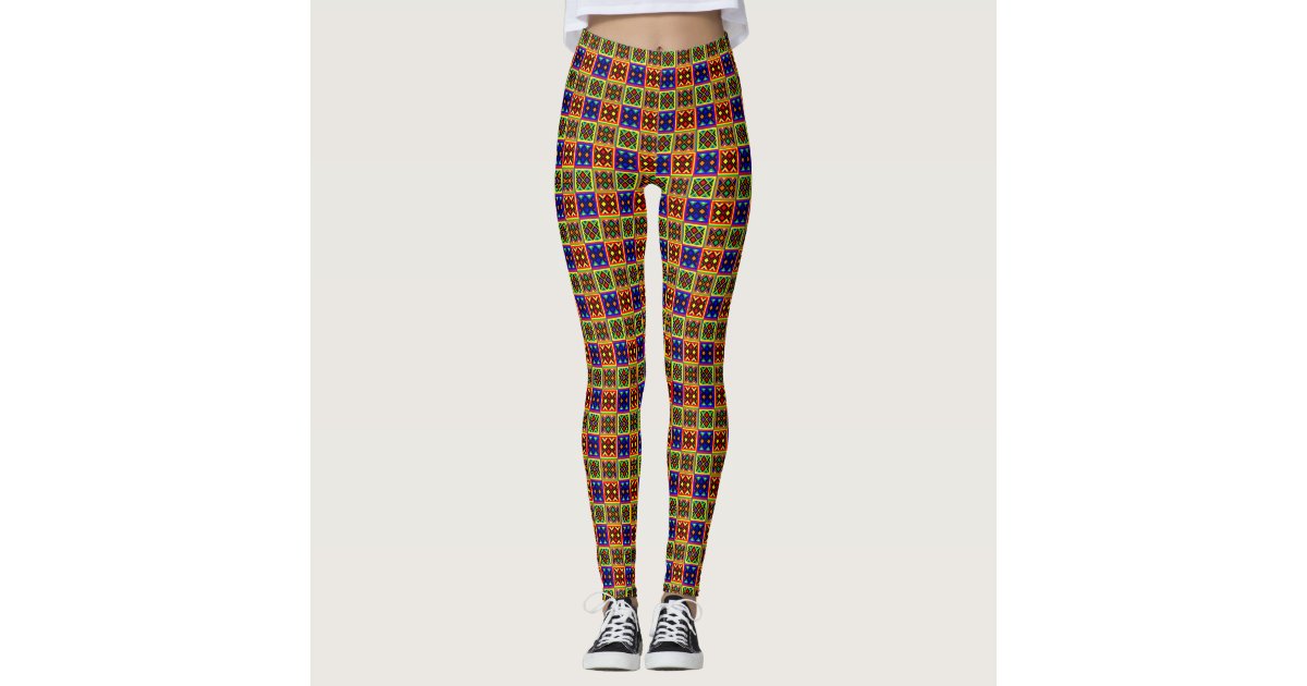 African Kente Cloth Print Stained Glass Pattern Leggings Zazzle Com