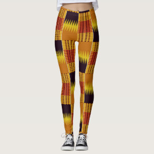 African Kente Pattern Ceremonial Textile Leggings