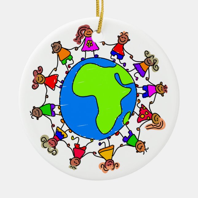 African Kids Ceramic Ornament (Front)