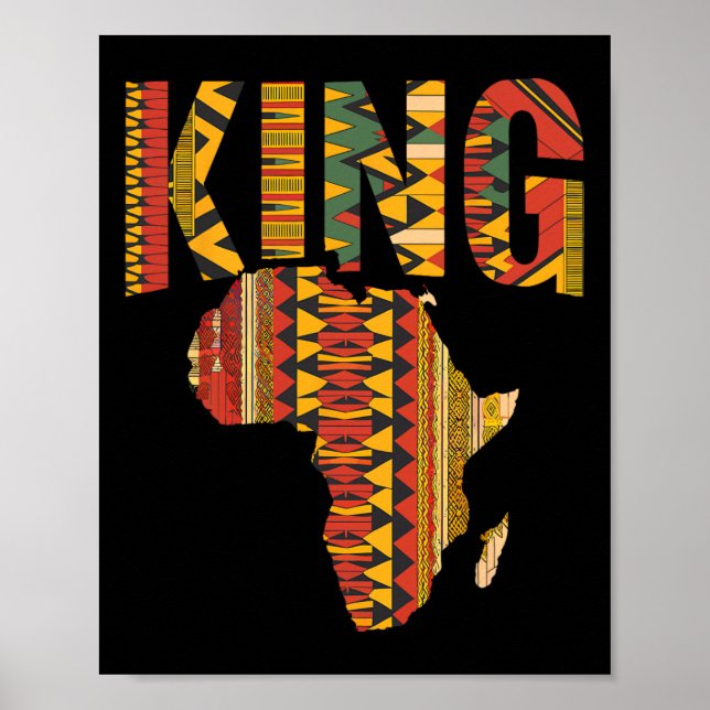 African King Map Kente Design Black Pride Melanin  Poster (Front)