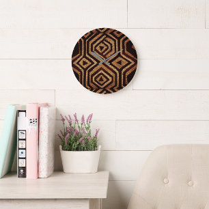 African Kuba Cloth Design Print Large Clock