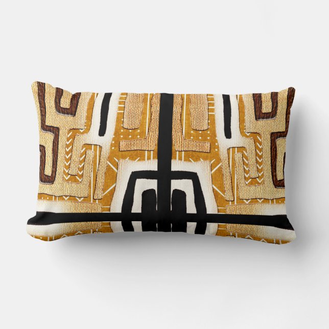  African Kuba Cloth  Lumbar Pillow (Front)