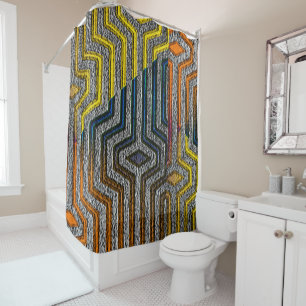 African Kuba Cloth, Urban Print Shower Curtain