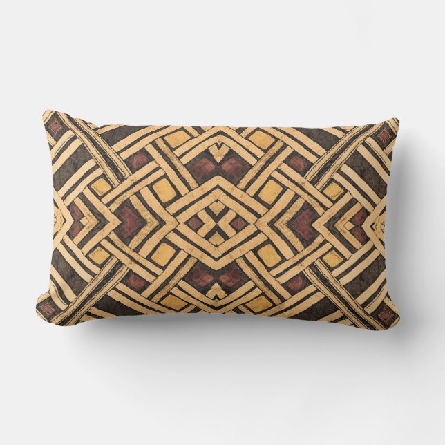 African Kuba Collage Lumbar Pillow (Front)