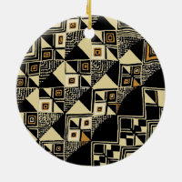 African Kuba Inspired Designs Ceramic Ornament