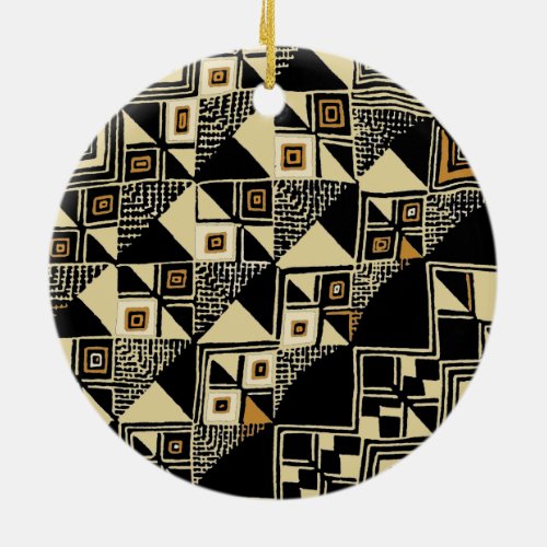 African Kuba Inspired Designs Ceramic Ornament