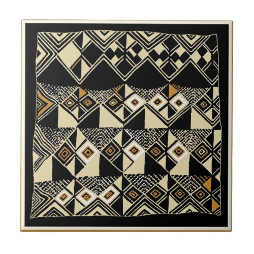 African Kuba Inspired Designs Ceramic Tile