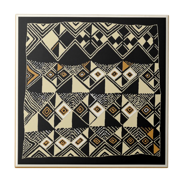 African Kuba Inspired Designs Ceramic Tile (Front)