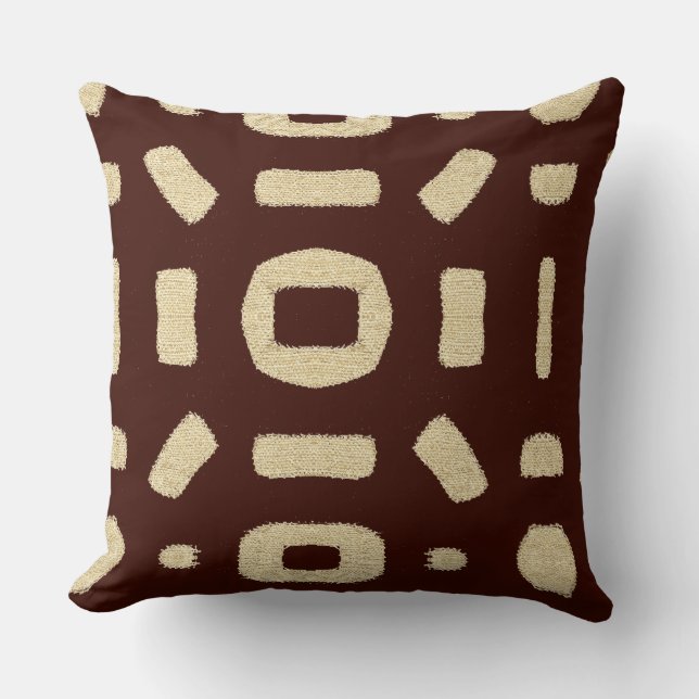 African Kuba Mud cloth Throw Pillow (Front)