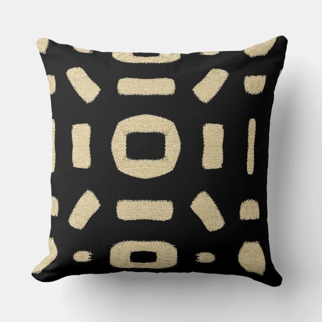 African Kuba Mud cloth Throw Pillow (Front)