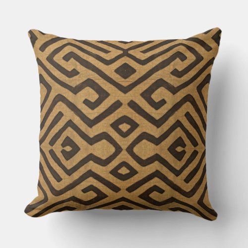 African Kuba Print Throw Pillow