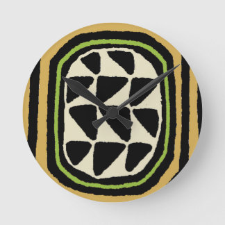 African Kuba Textile Design Round Clock