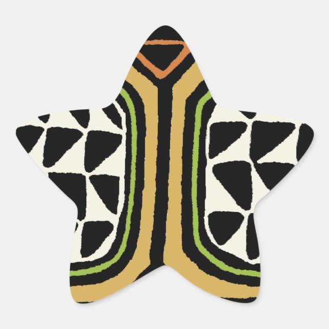 African Kuba Textile Design Star Sticker (Front)