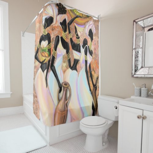 African Ladies Art Style Painting Shower Curtain
