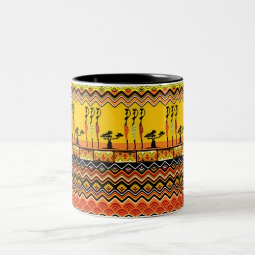 African Ladies Colorful Patterns Two_Tone Coffee Mug