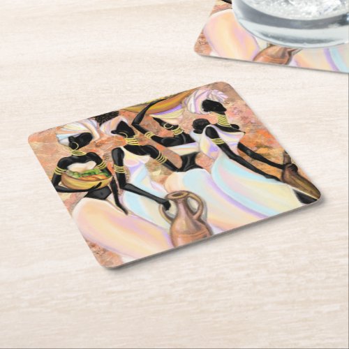 African Ladies Paper Coaster _ Art Style Painting