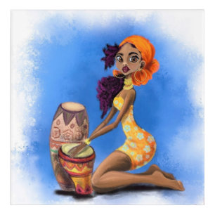 African Lady Drummer Acrylic Print
