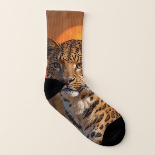 African Leopard at Sunset  Socks