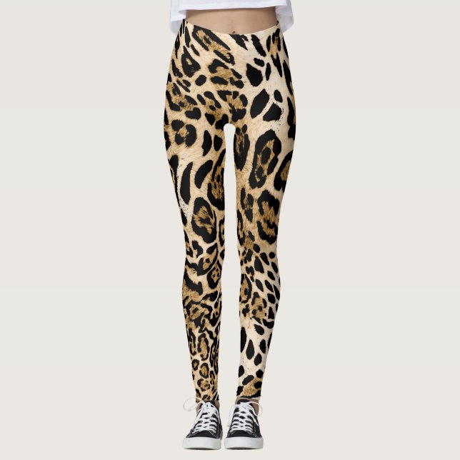 African Leopard Fur: Seamless Animal Texture Leggings (Front)