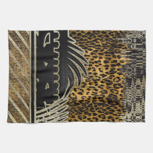 African Leopard In Motion Kitchen Towel