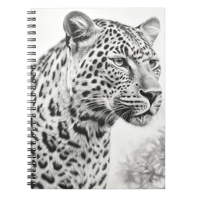 African Leopard Pencil Drawing   Notebook (Front)