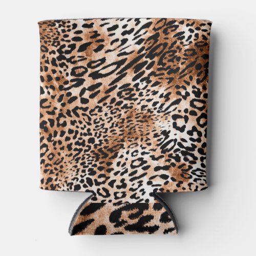 African Leopard Print Seamless Can Cooler