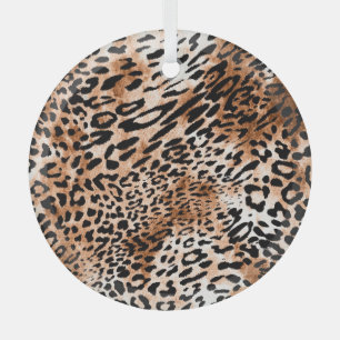 African Leopard Print Seamless Glass Ornament
