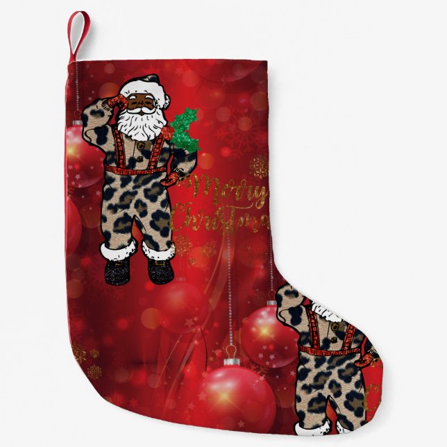 African leopard Santa Christmas stocking (Front)
