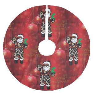 african leopard santa christmas tree skirt