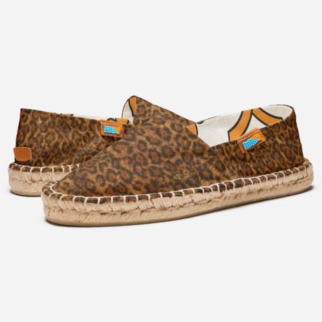 African Leopard Skin Fur Animal Print Pattern Espadrilles (Angled)