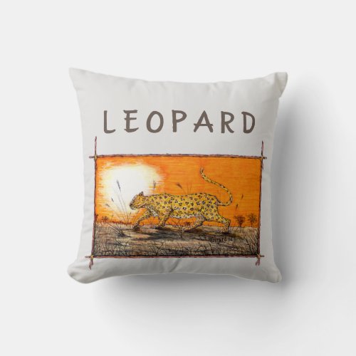African Leopard Throw Pillow