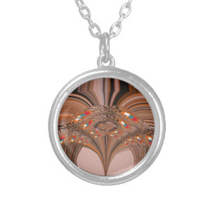 African Light Blond Kaleidoscope Art Print Design Silver Plated Necklace