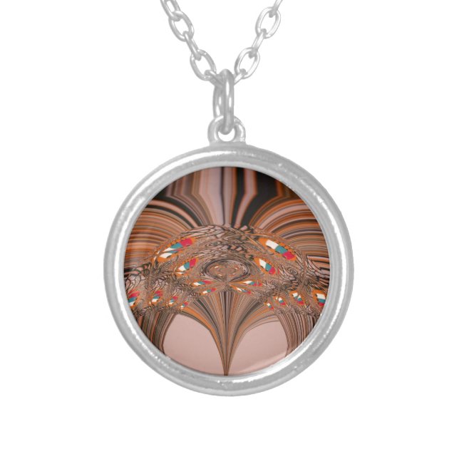 African Light Blond Kaleidoscope Art Print Design Silver Plated Necklace (Front)