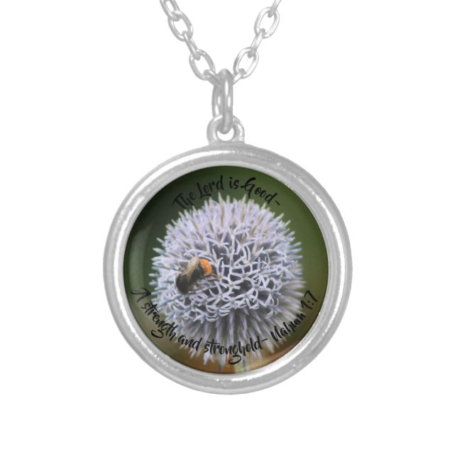 African Lily necklace with Bible Verse (Front)