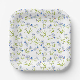African Lily with Bluebird Mother and Baby Paper Plates