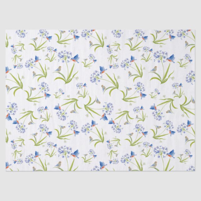 African Lily with Bluebird Mother and Baby Tissue Paper (Front)