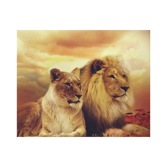 African Lion And Lioness Canvas Print