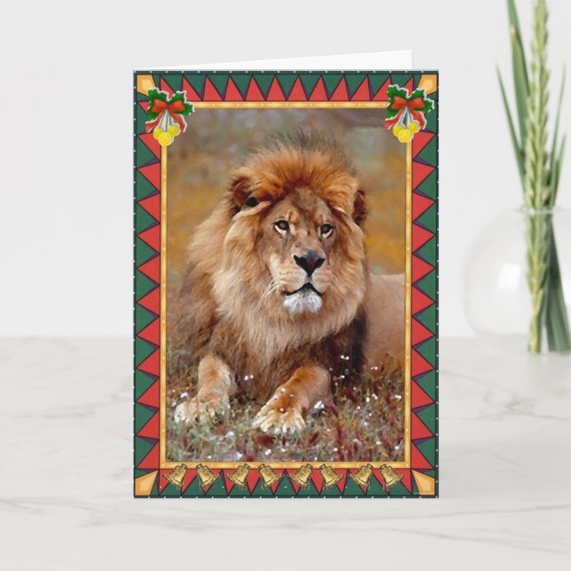 African Lion Animal Blank Christmas Card (Front)