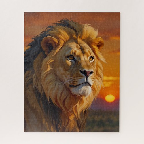 African Lion at Sunset Jigsaw Puzzle