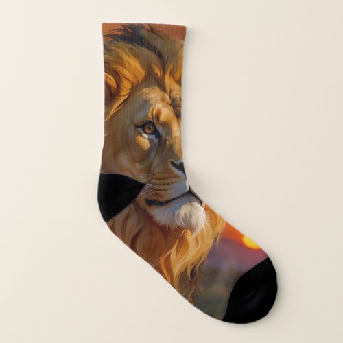African Lion at Sunset Socks