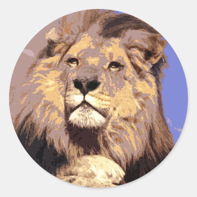 African Lion Classic Round Sticker (Front)