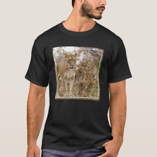 African Lion Cubs with Mother T_Shirt