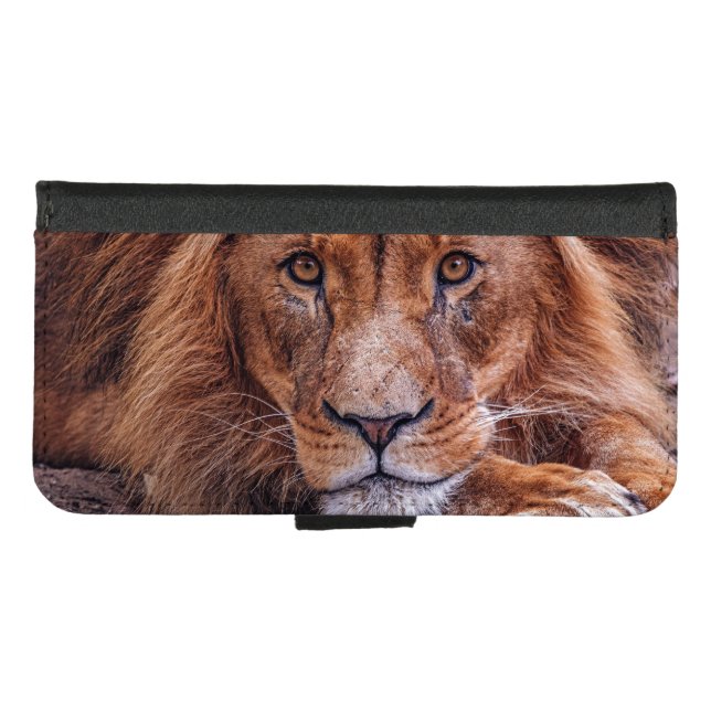 African Lion iPhone Wallet Case (Front (Horizontal))