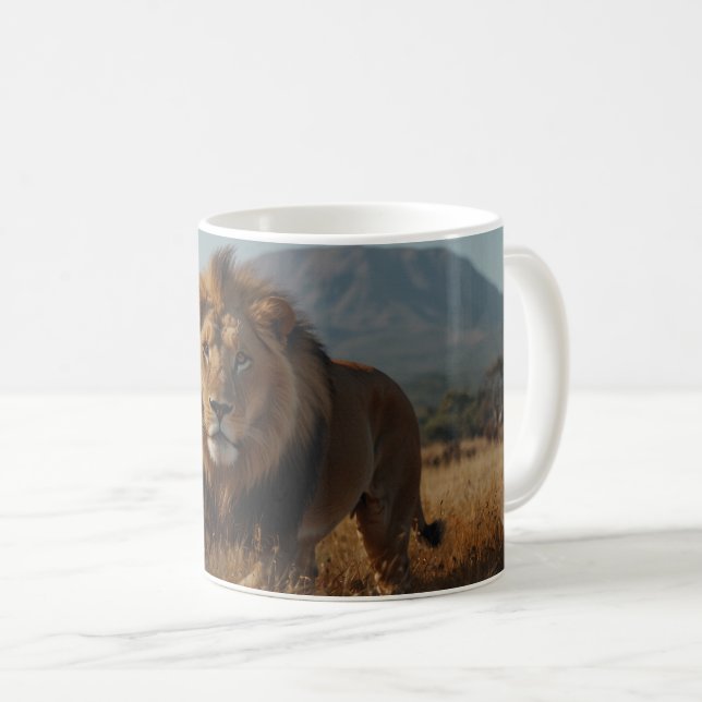 African Lion & Kilimanjaro Coffee Mug (Front Right)