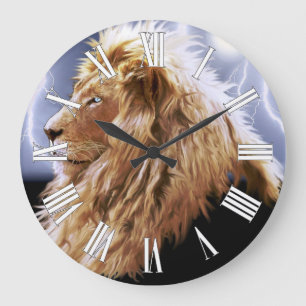 African Lion & Lightning Big Cat-Lover Wall Clock