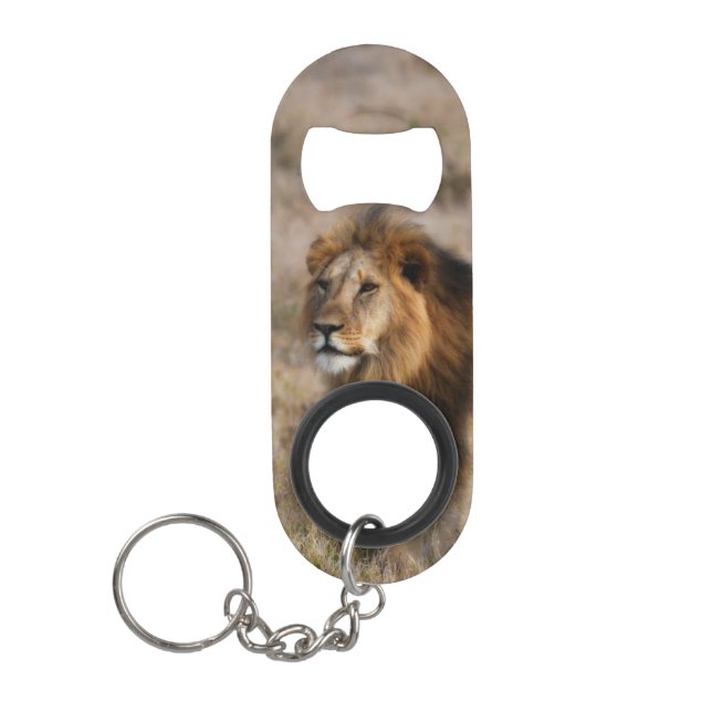 African Lion Mini Bottle Opener w/Keychain (Front)