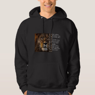 African lion print white text trendy men black hoodie