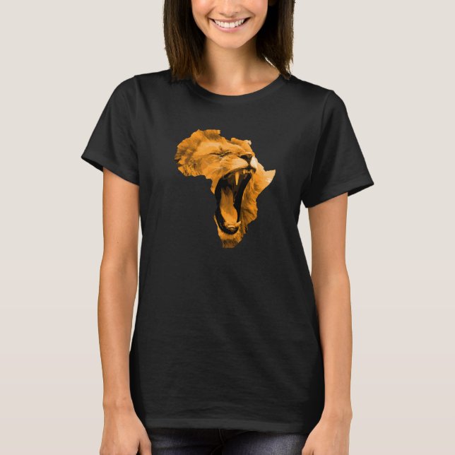 African Lion Roaring Safari Culture Africa Map  1 T-Shirt (Front)